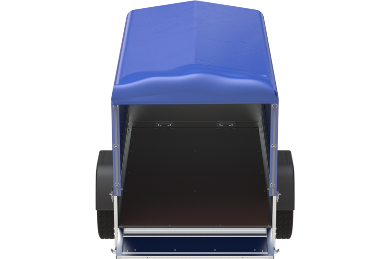 Remorque bagagère garden trailer 200 kipp 200 x 106 cm avec bâche haute bleue, arceau et roue jockey – Image 5